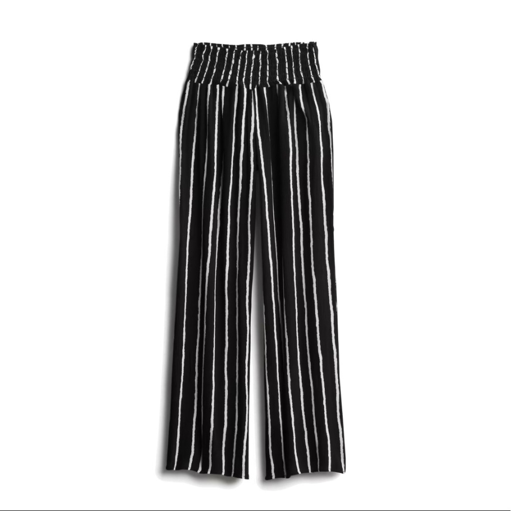 Lightweight wide leg striped pants